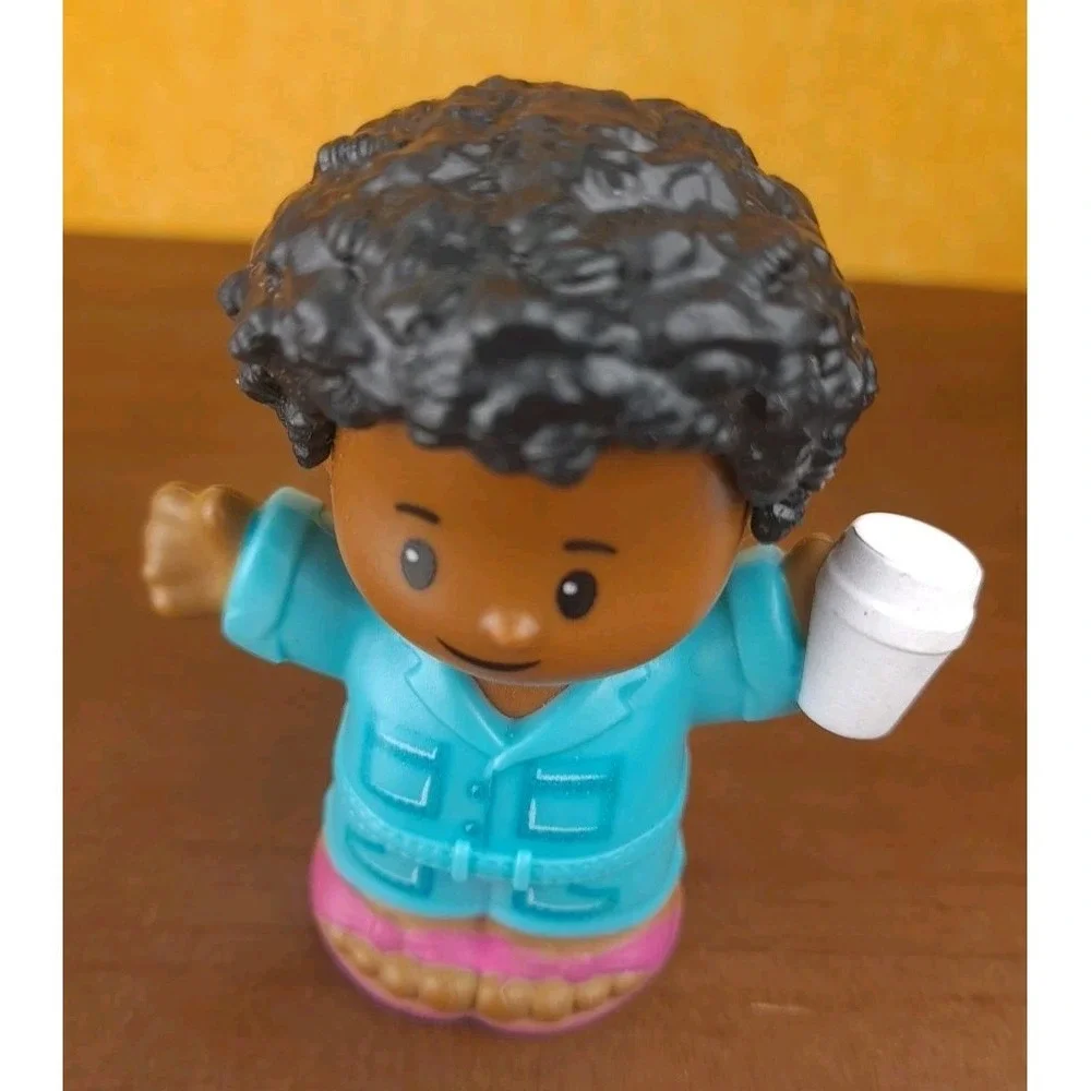 Fisher Price Little People African American Teal Jumper Coffee Lemonade Cup